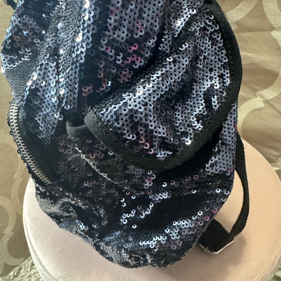 PINK Victoria’s Secret Vintage Navy Blue Sequin Backpack - Picture 4 of 8